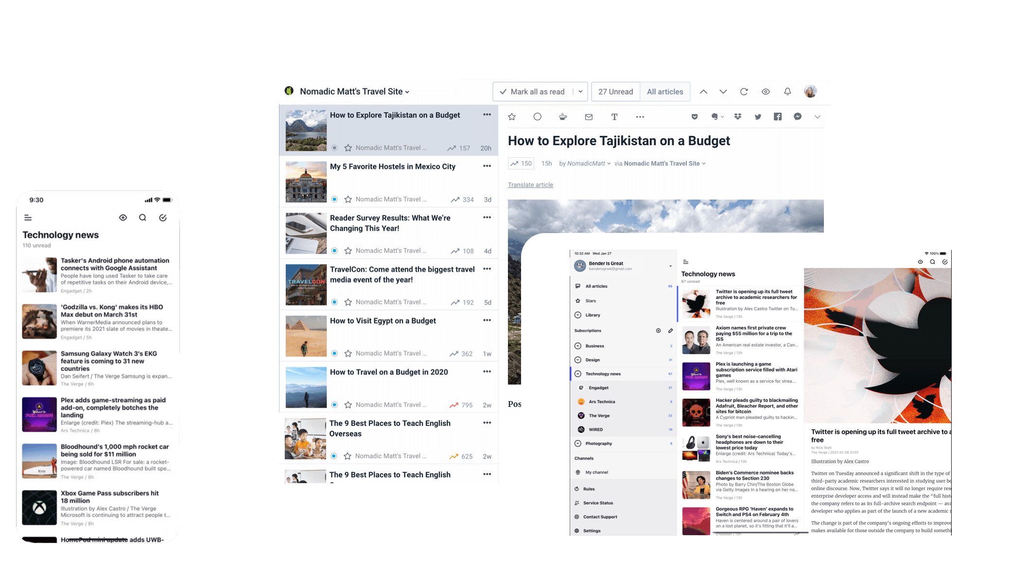 Inoreader - RSS & News Reader is available for Web, Android and iOS