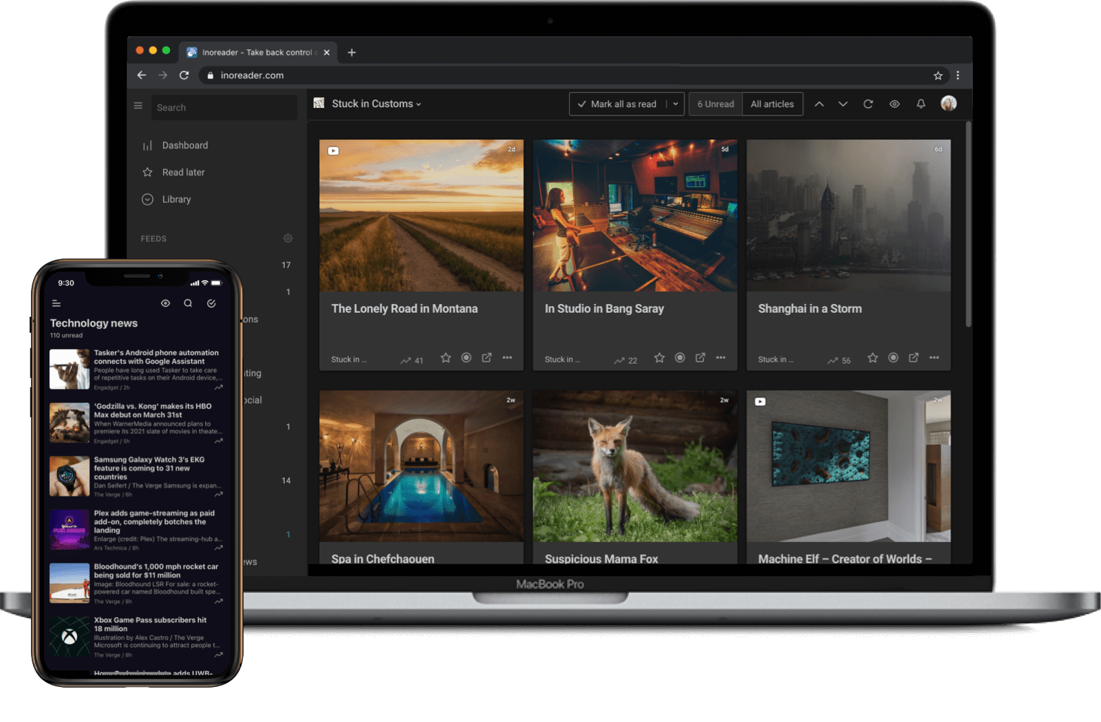 Inoreader - Switch easily between our themes designed for Day or Nighttime reading.